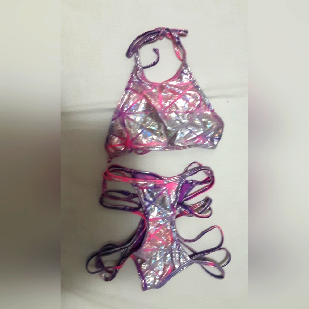 Metallic 2 piece ravewear from Dolls Kill